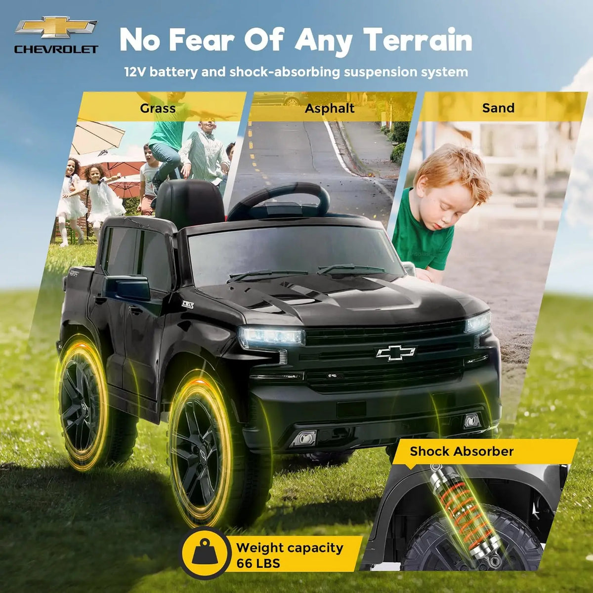 Kids Ride-On Chevrolet Silverado – Remote Control, Bluetooth & LED Lights