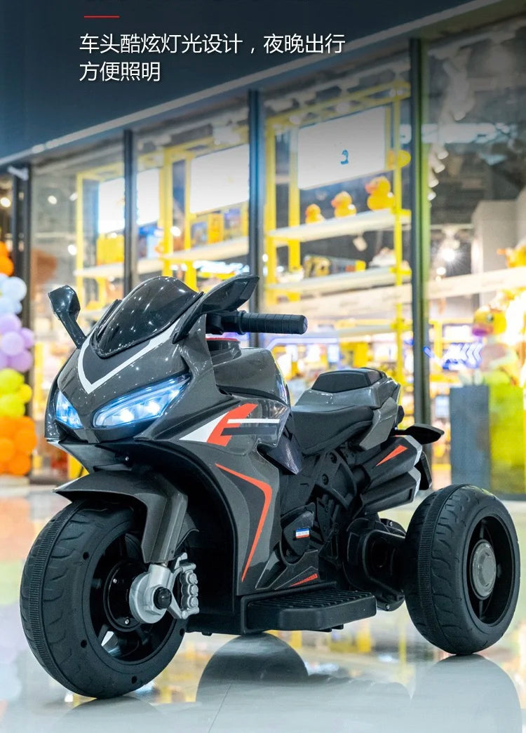 Kids Electric Harley-Style Motorcycle Tricycle | Bluetooth & LED Lights